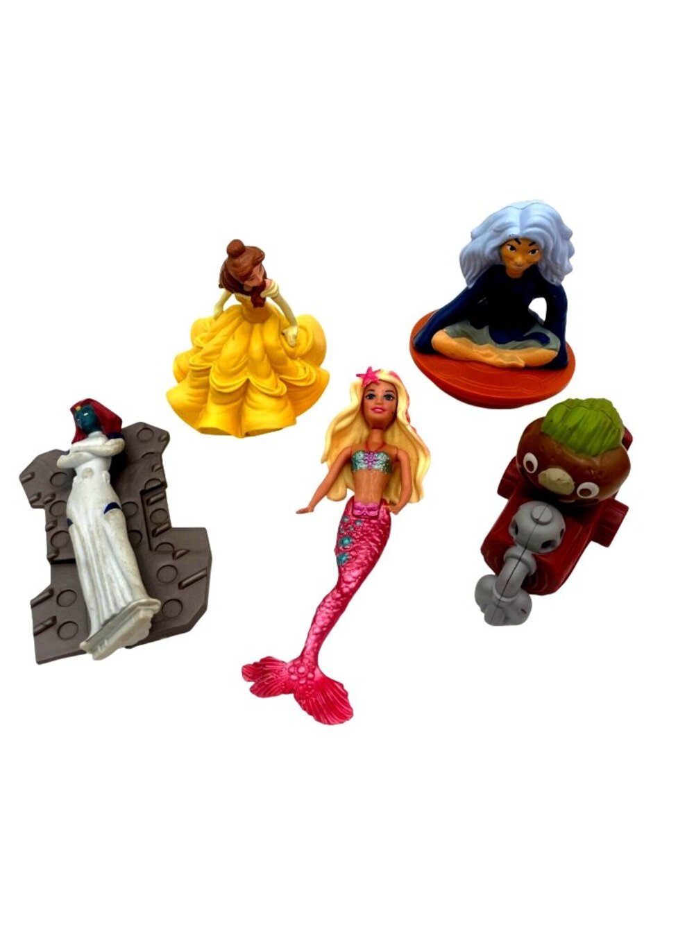 Mixed Lot Of 6 Assorted Figurine Toys Including Princess Mermaid And Characters